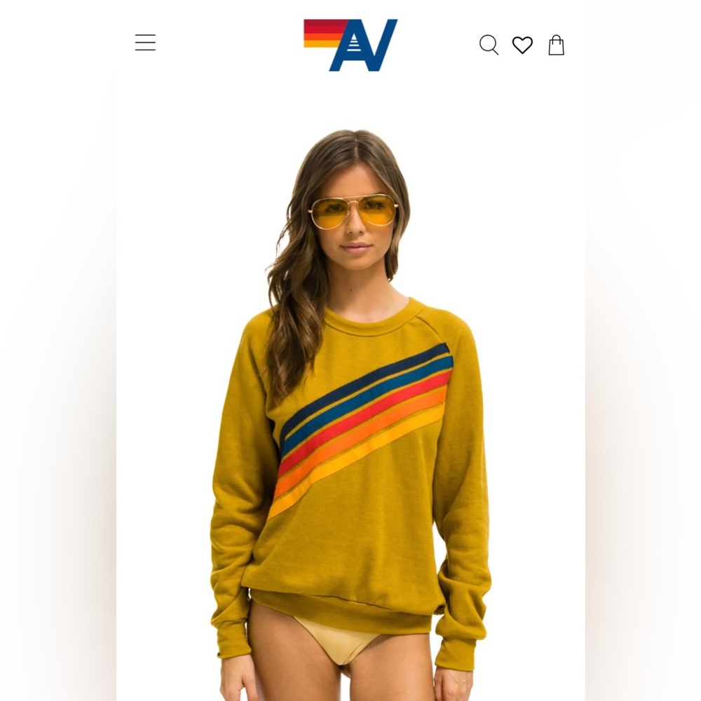 Aviator Nation DISCO 2 CREW SWEATSHIRT - HONEY